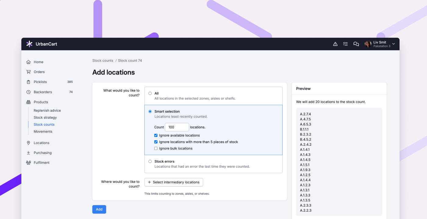 More targeted stock counting with the updated wizard