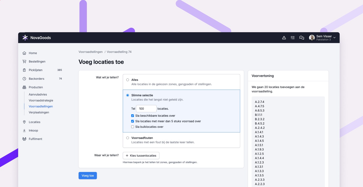 Gerichter voorraad tellen met de vernieuwde wizard