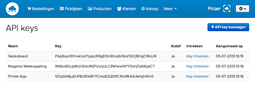 API Keys in Picqer WMS