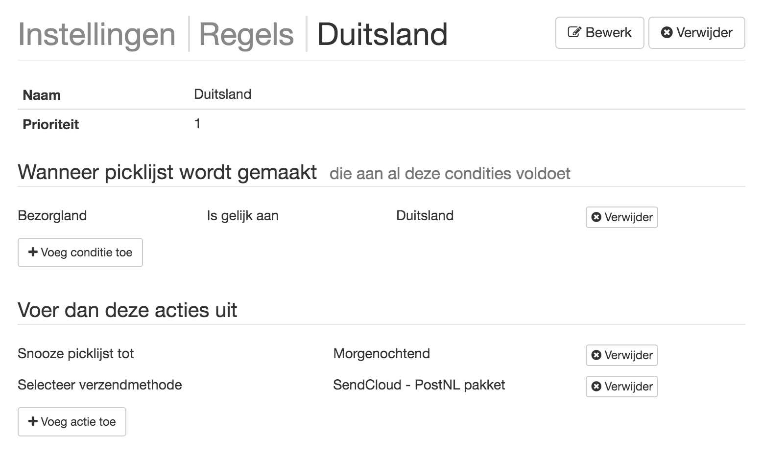 Picklijst regels