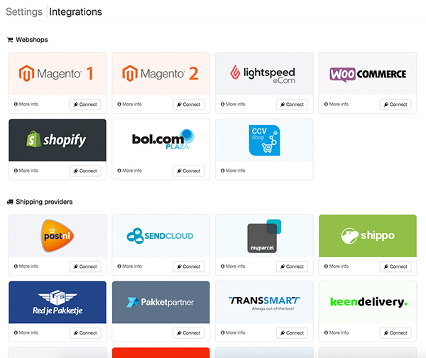 New integrations page Picqer