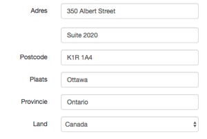 Canadees adres met een provincie