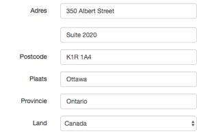 Canadian address with a province