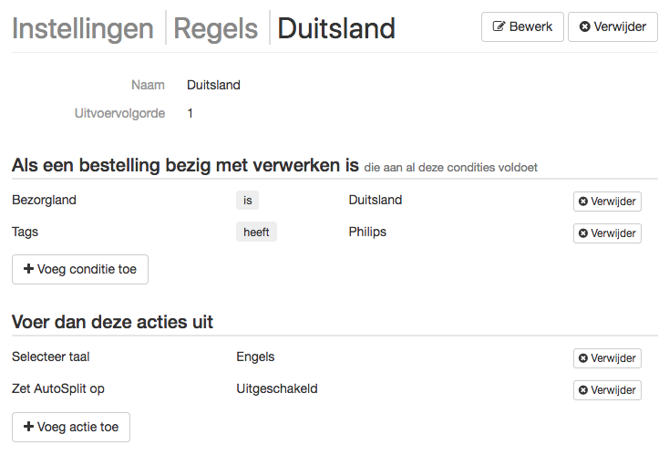 Regels voor bestellingen instellen