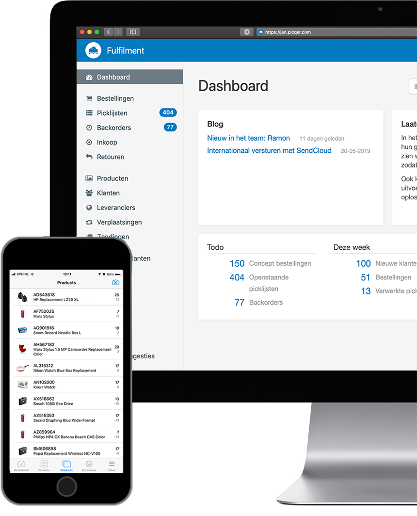 Picqer fulfilment software op beeldscherm