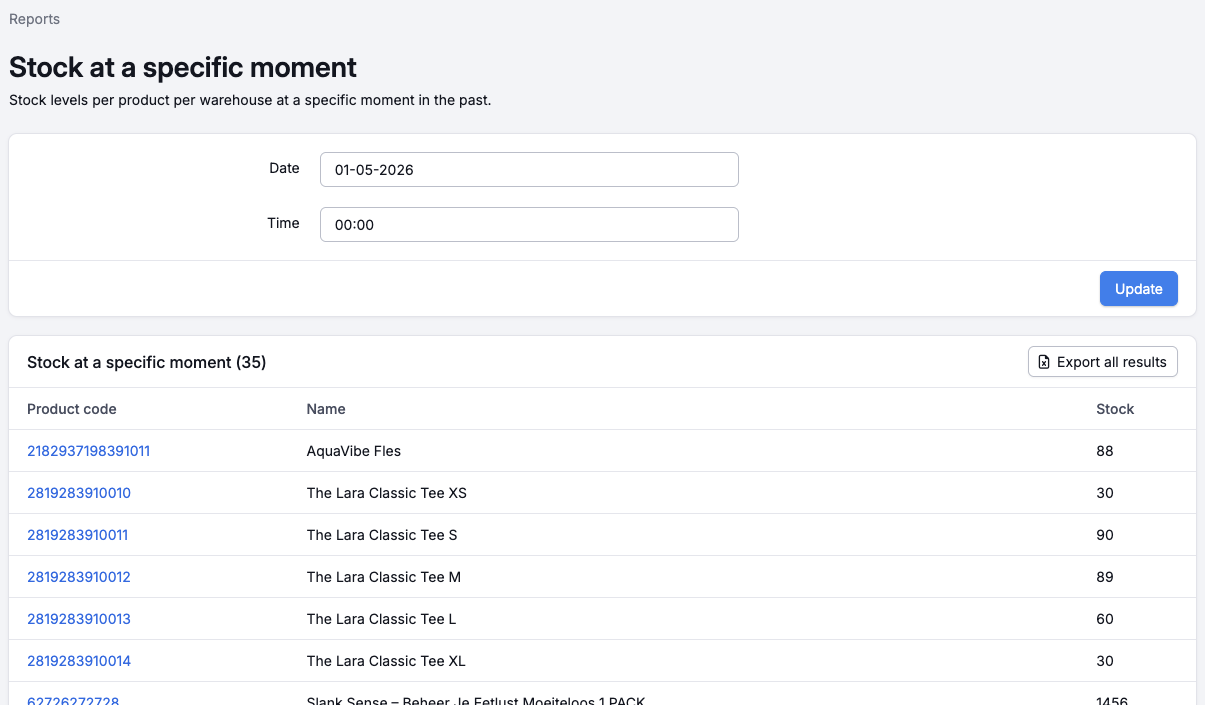 Reports in the fulfilment portal