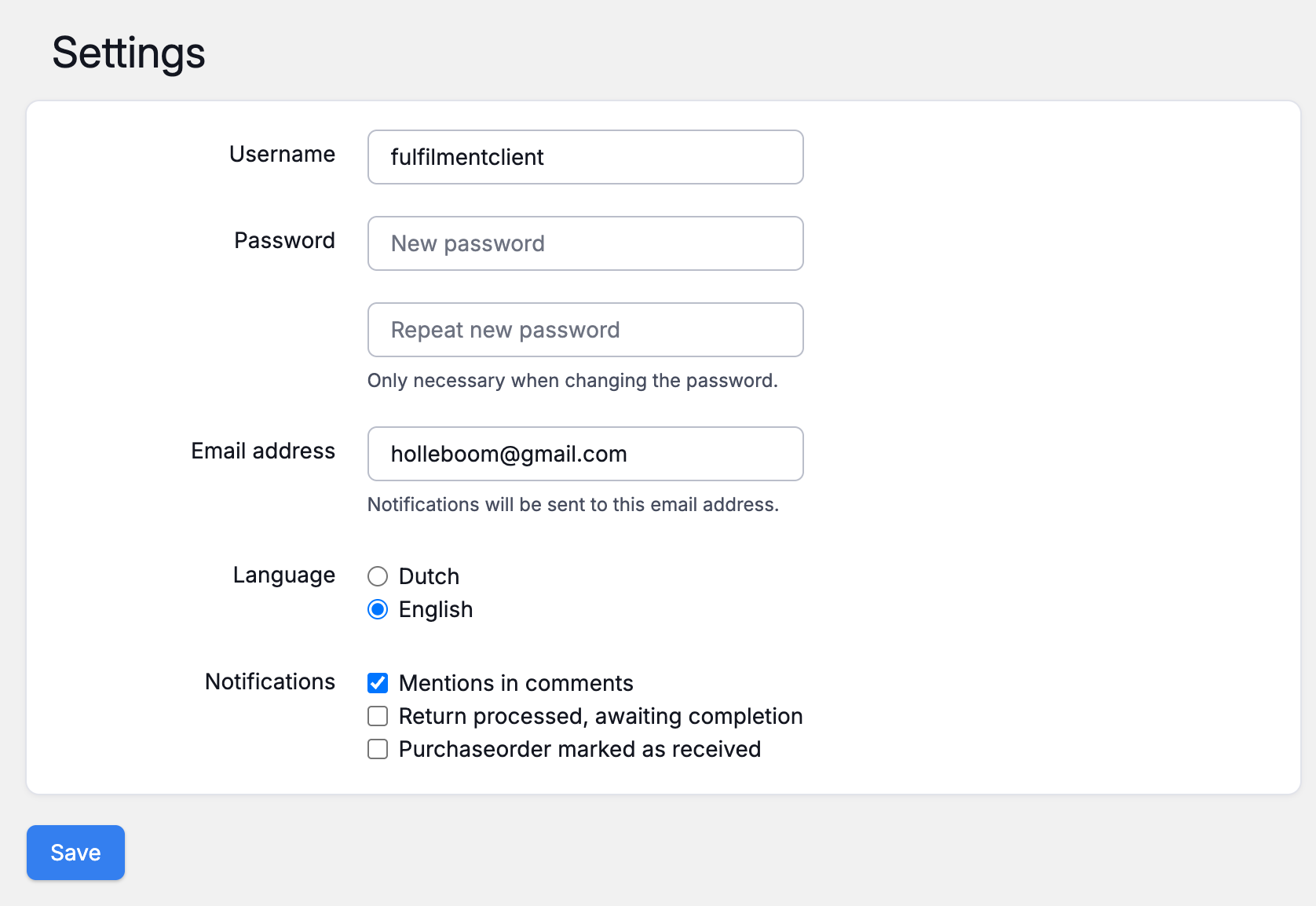 Change account settings