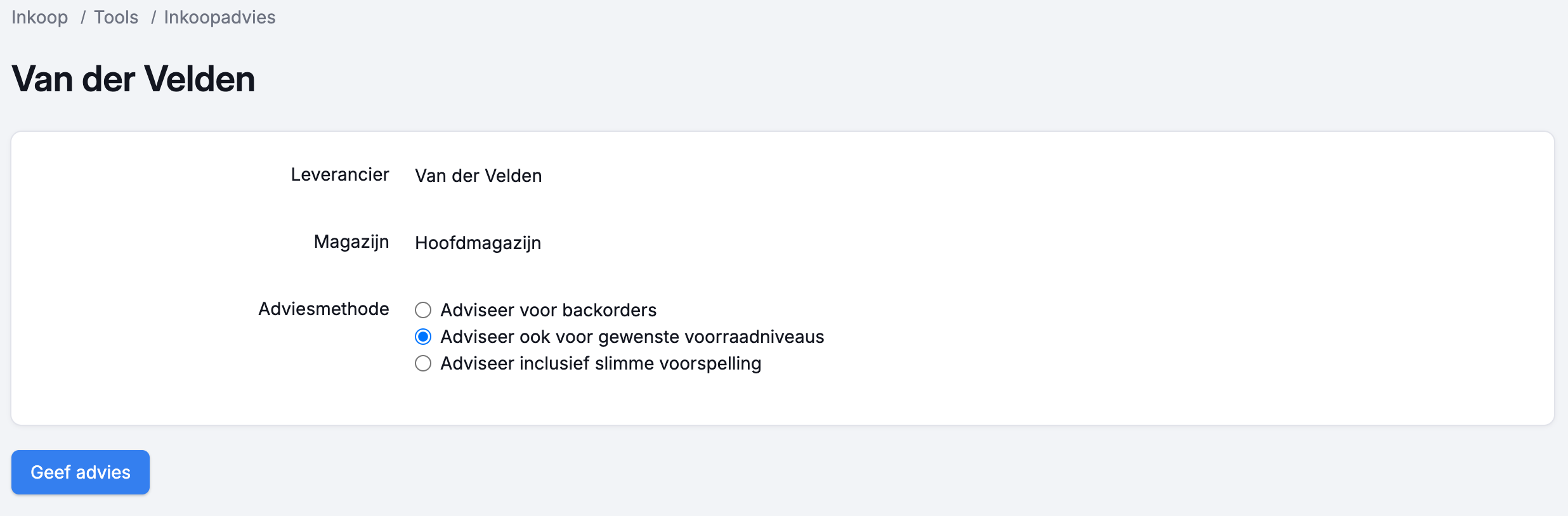 Inkoopadvies instellingen