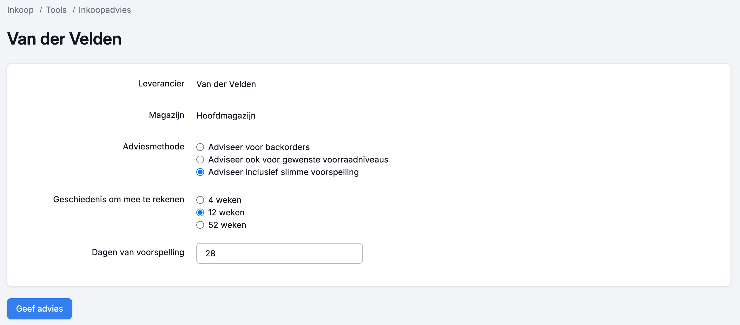 Inkoopadvies slimme voorspelling