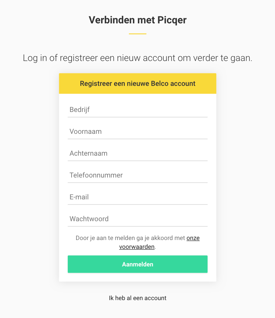 Registreren bij Belco
