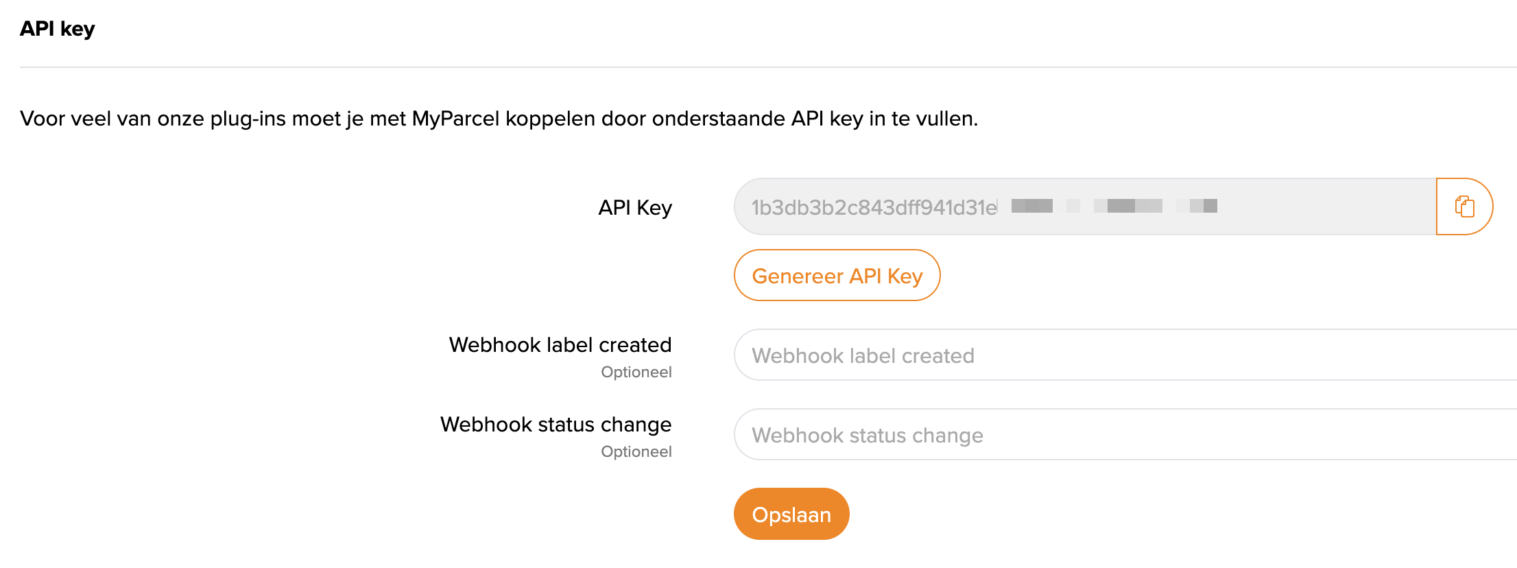 MyParcel API key