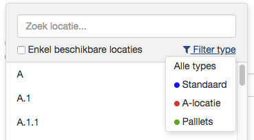 Locatietype filter