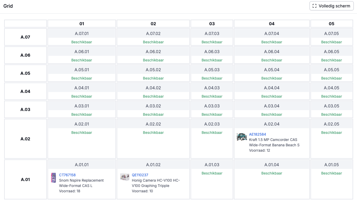 Locaties in een grid