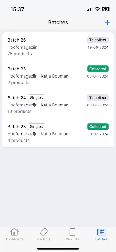 Overview of batches - Picqer app