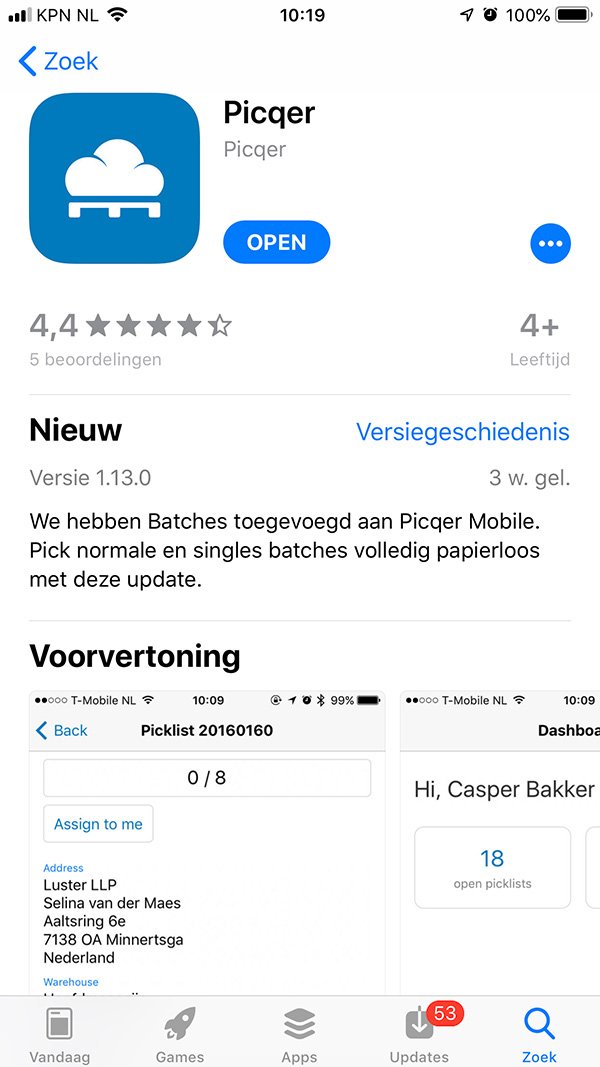 Picqer Mobile App Store