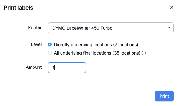 Printing location labels
