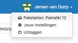 Pakstation selecteren