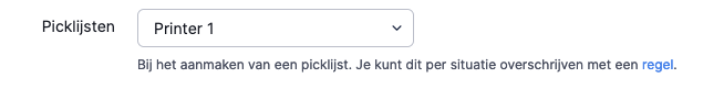 Picklijst printer selecteren