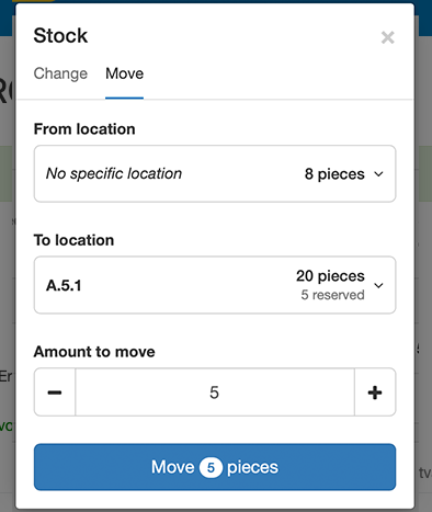 moving stock in register receipt