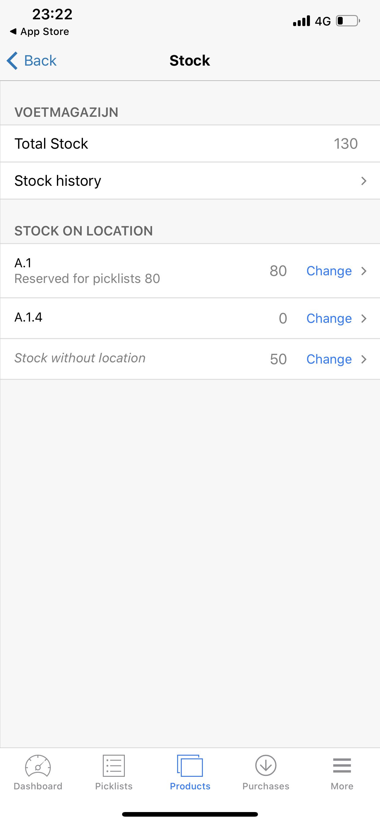 stock per location in picqer app