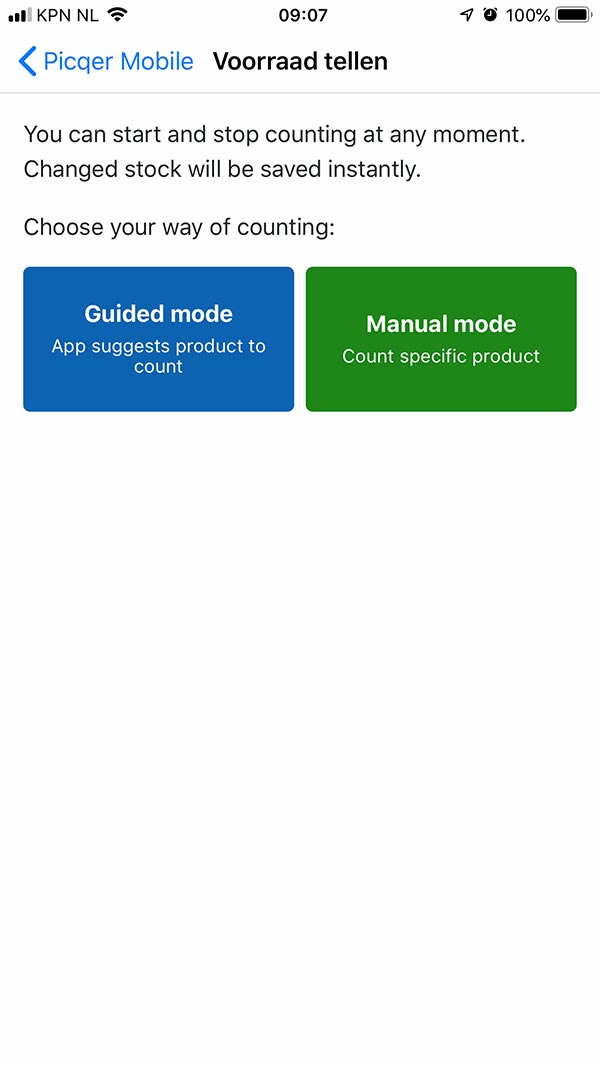 Picqer voorraadtel app tel voorkeur keuze