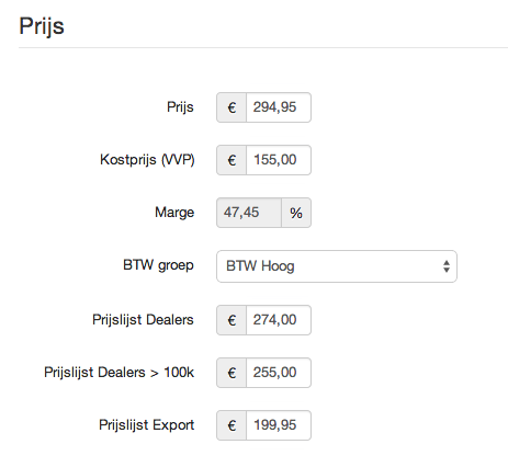 Price tiers per product