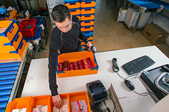 Mike packing an order