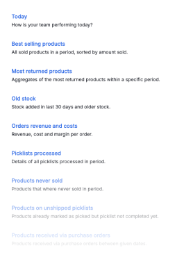 Reports overview in Picqer