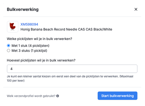 Singles batch bulkverwerking